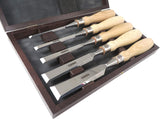 Narex Richter 5 piece chisel set in wooden box from Canadian Distributor Northwest Passage Tools