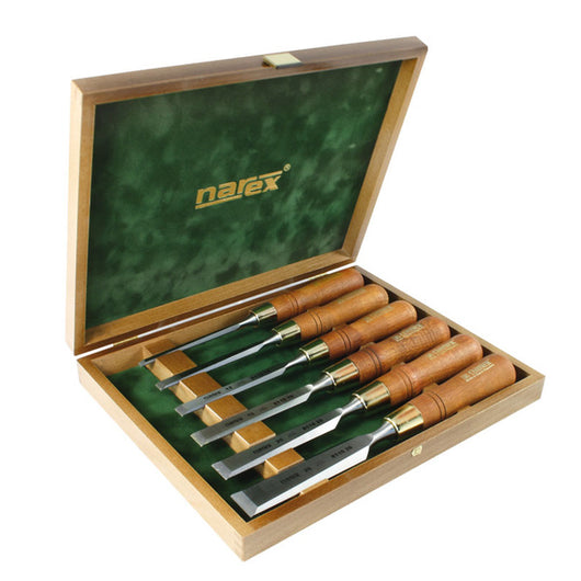 Narex premium 6 piece chisel set in wooden box from Canadian Distributor Northwest Passage Tools