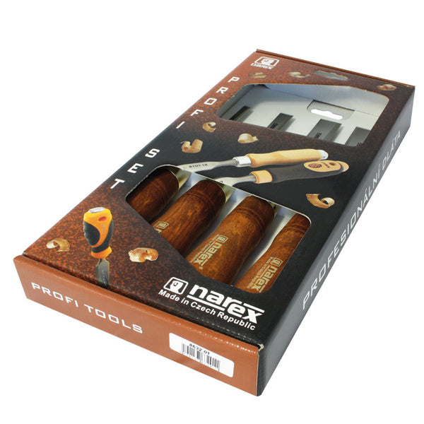 Narex 4 Piece Premium Chisel Set, 6 mm, 12 mm, 20 mm, and 26 mm