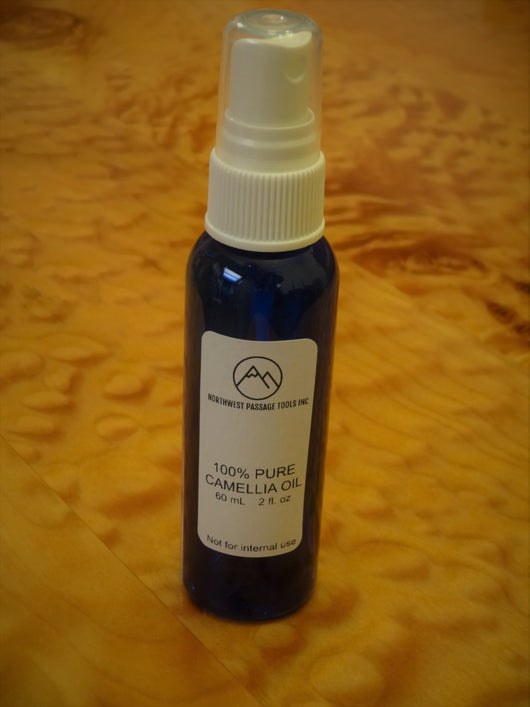 100% Pure Camellia Oil for woodworking tools, available in Canada from Northwest Passage Tools