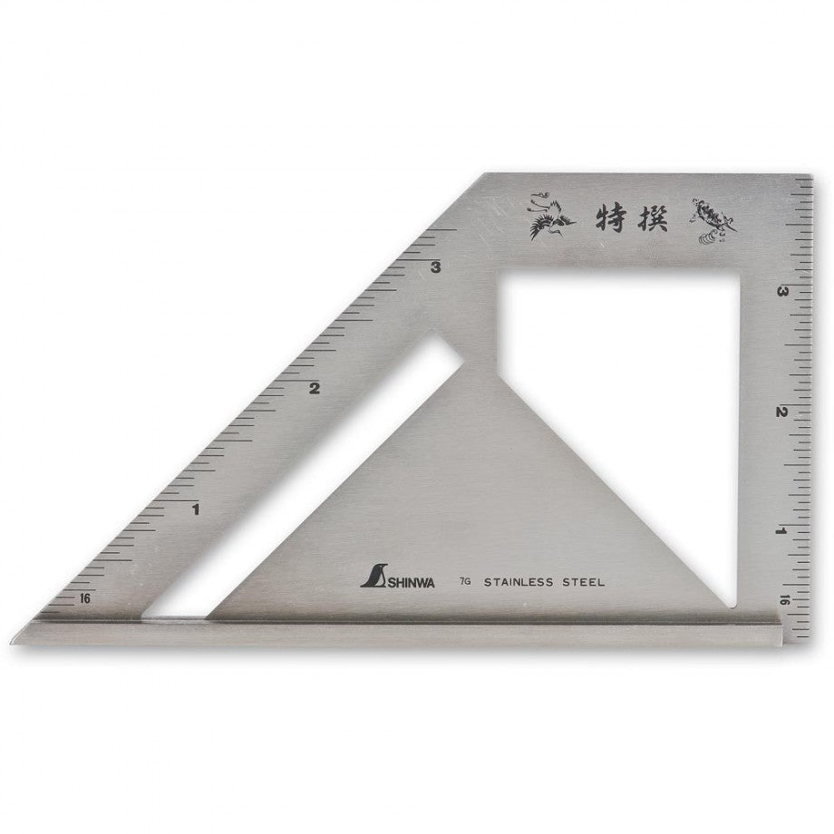 Japanese Stainless Steel Square with 45° and 90° Angles (Imperial Grad ...