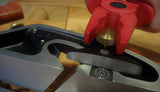 Using plastic pliers on hand plane brass nut for depth stop to prevent damaging brass as an alternative to nut savers, pliers, or strap wrenches